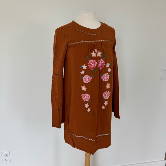 Xhilaration Embroidered Bell Sleeve Dress - Picture 1 of 7